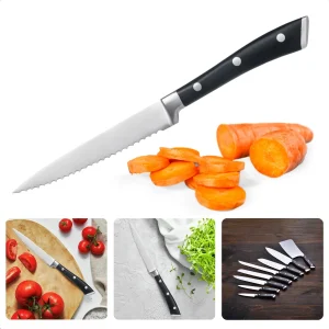 Cheqo® PRO Keukenmes - Utility Mes - Multifunctioneel - RVS - Kunststof Handvat - 24 cm - 12,5 cm Lemmet - 120 gram - Groente & Fruit Snijden