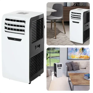 Cheqo® Mobiele Airco - Airconditioner - 9000BTU - 2600W - 350m3/h - Ontvochtigingsfunctie - 24-uurs timer - Afstandsbediening - Controlpanel - Verrijdbaar - 32-37 m2 - 1.0l/h - Afvoerslang - Wasbaar Filter - 220-240V - 50HZ