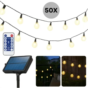 Cheqo® Solar Lichtslinger - Solar Lichtsnoer - Buitenverlichting op Zonne-Energie - LED Lichtslinger - Tuinverlichting - Sfeerverlichting Buiten - Warm Wit Licht - IP44