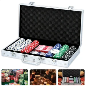 Cheqo® Pokerset - Poker Set in Aluminium Koffer - 300 Chips - Complete Set - Inclusief Kaarten en Dobbelstenen