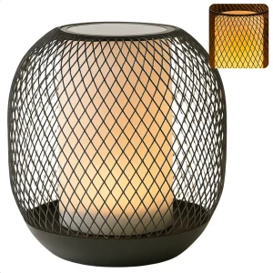 Cheqo® Solar Tafellamp - Metalen Lantaarn - Sfeerverlichting Tuin - Buitenlamp - Tafel Lamp op Zonne-energie