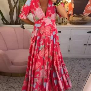 Carine™ — Bloemenjurk met V-Hals