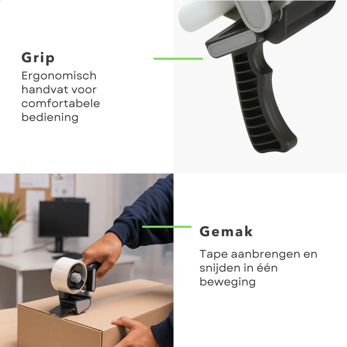 Cheqo® Tape Dispenser met 2x Transparante Verpakkingstape – Taperoller 48mm – Tape Houder voor Dozen Inpakken & Kleine Reparaties – Inpaktape Set 15m per Rol – Verpakkingstapedispensers voor Creatieve & Hobbyprojecten - Afbeelding 4
