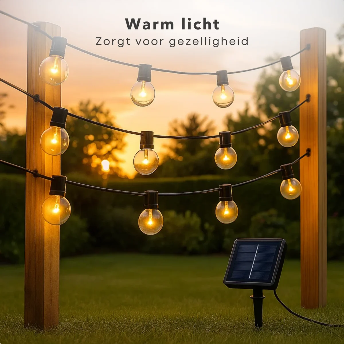 Cheqo® Solar Lichtsnoer - Zonne-Energie Verlichting - Warm Wit LED - Energiezuinige Verlichting - Milieuvriendelijke Verlichting - Buitenverlichting - Tuinverlichting Op Zonne-Energie - Lichtslinger Buiten - Sfeerverlichting - 20 LED Lampjes - Afbeelding 5