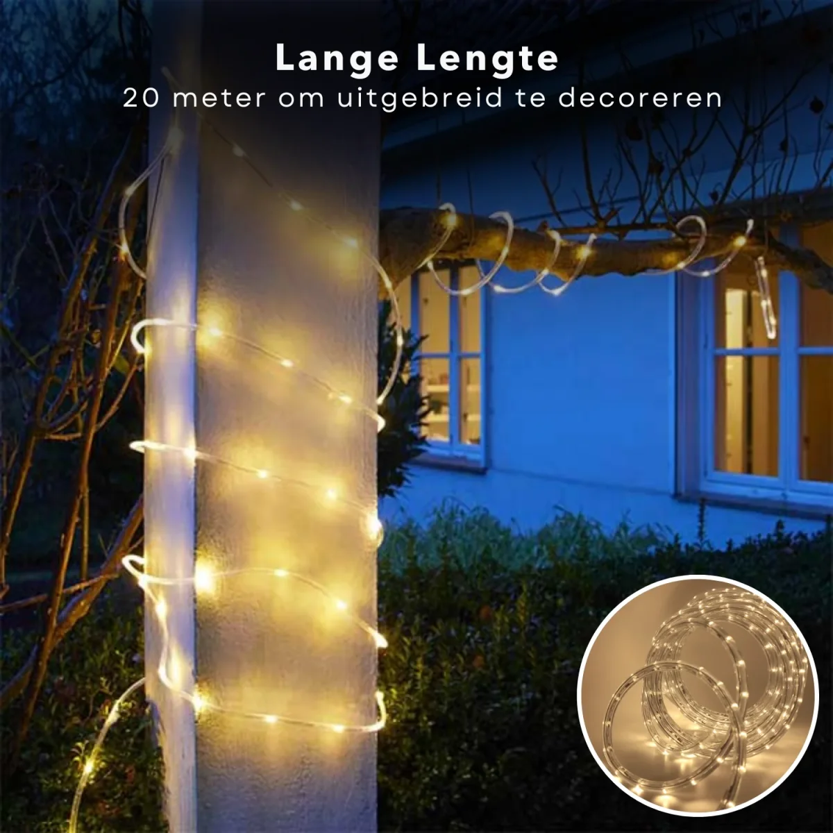 Cheqo® Flexibele LED Lichtslang - 9 Meter - Buitenverlichting - Feestverlichting - Voor Binnen en Buiten - LED Verlichting - 24 LED's - Aansluitsnoer 150 cm - Lange Levensduur - Sfeerverlichting - Afbeelding 6