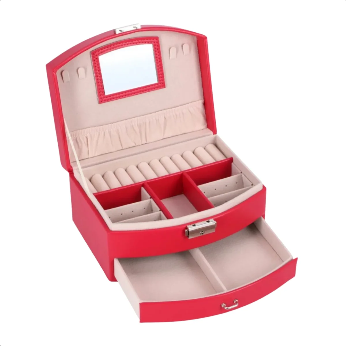 Cheqo® Roze Juwelendoos - Sieradendoos - Sieradenbox voor Kinderen - Sieradenhouder - Sieraden Organizer - Met Spiegel en Lade - Afbeelding 8