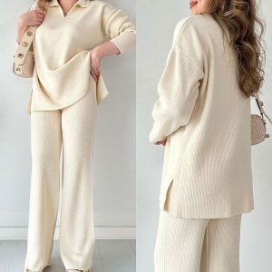 Amalia™ — Elegant Set met V-hals en Side Split